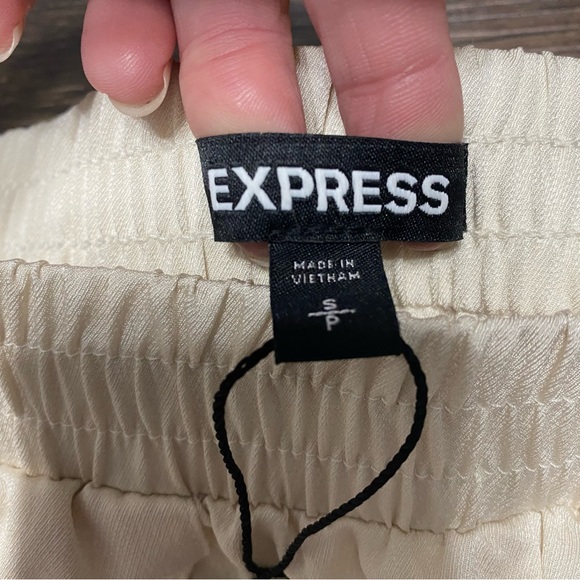 Express Cream and Silver Stripe Silky Casual Jogger Pants - Picture 8 of 9